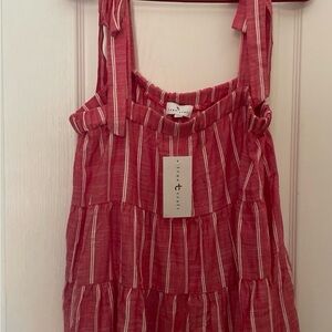 True Craft Red and White Striped Crop Top